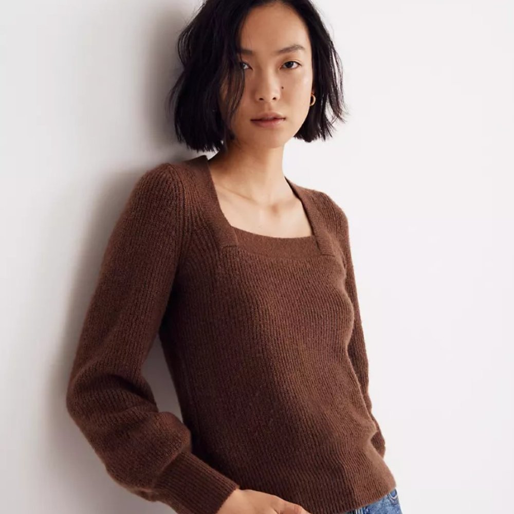 Madewell Melwood Square-Neck Sweater in Coziest Yarn